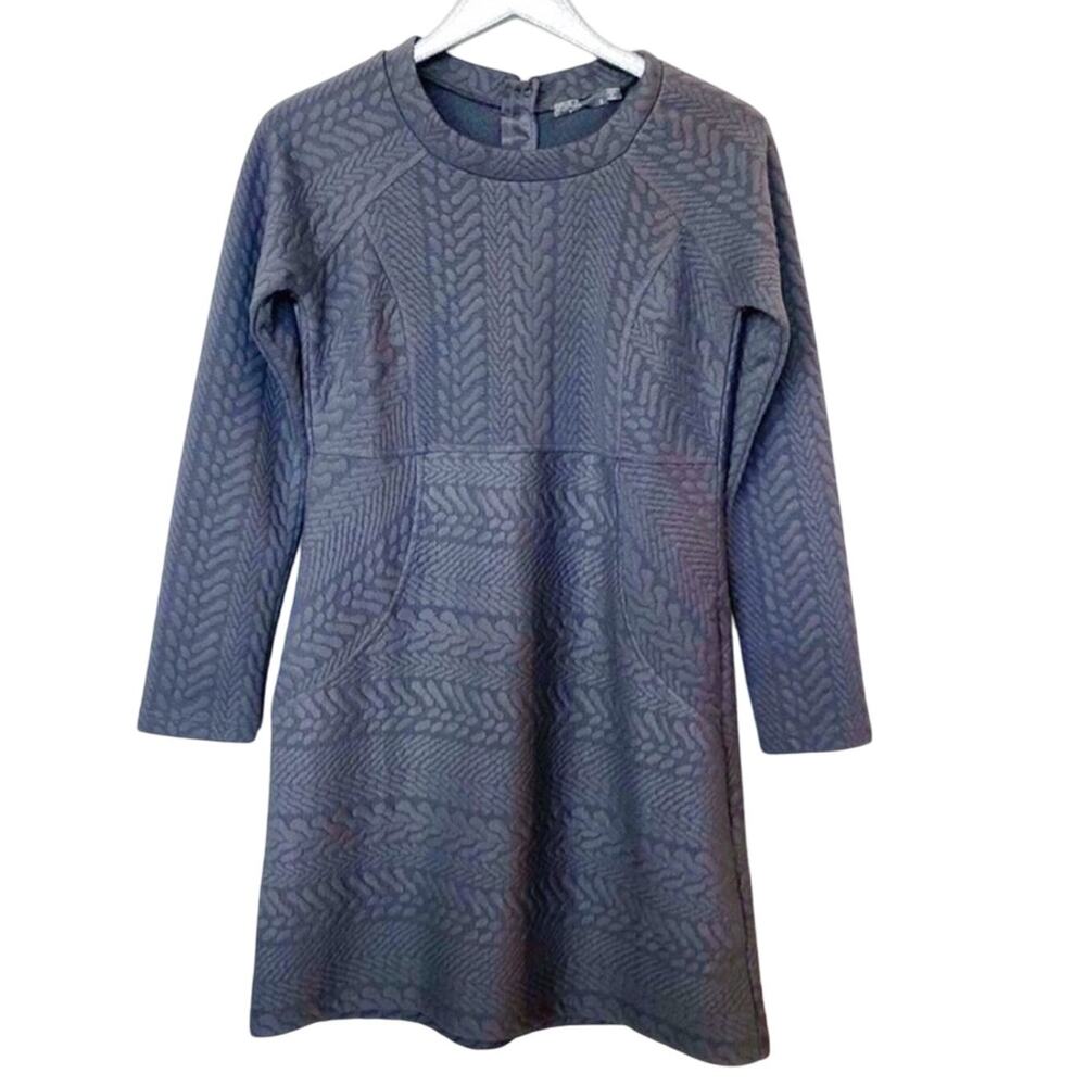 Prana Purple Gray Long Sleeve Quilted Dress